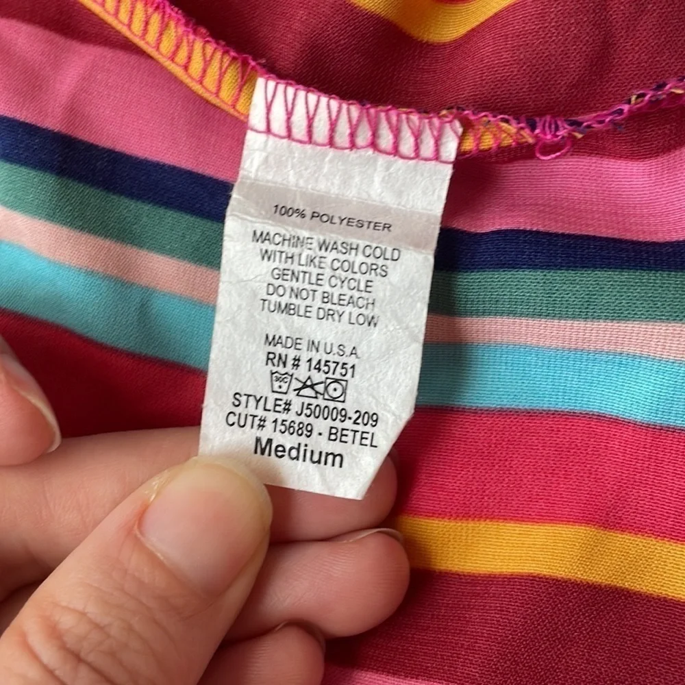 Peach Love California Women's Multicolored Striped Open Kimono Cover Up M EUC